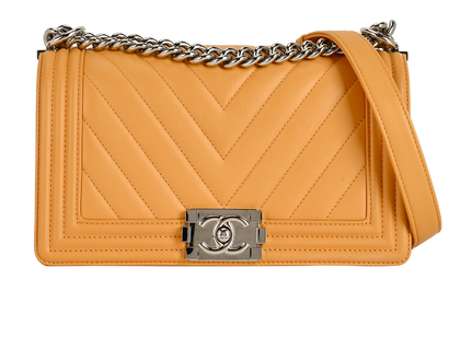 Medium Boy Chevron, £2,100, Handbags, Yellow, Leather, Front view